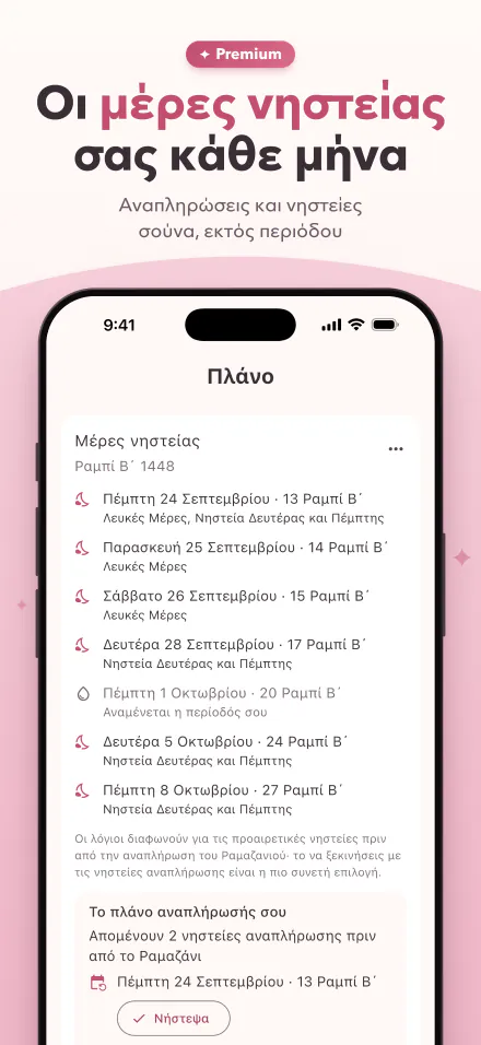 Οι μέρες νηστείας αυτού του μήνα, με σημειωμένες τις μέρες που αναμένεται η περίοδός σου