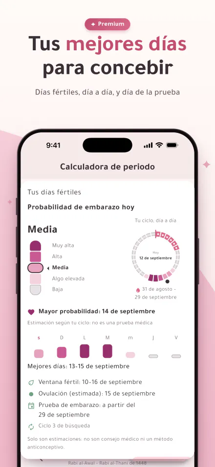 La probabilidad de embarazo de hoy en un medidor de cinco niveles, y los mejores días para concebir