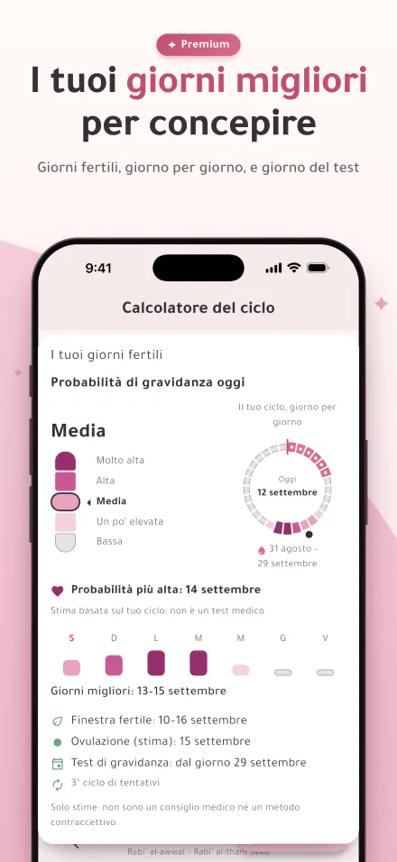 La probabilità di gravidanza di oggi su una scala a cinque livelli, e i giorni migliori per una gravidanza