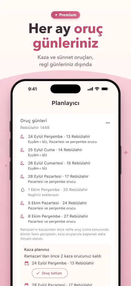 Bu ayın oruç günleri; reglinizin beklendiği günler işaretli